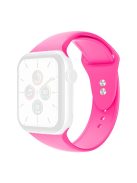 For Apple Watch Series 10 42mm / 9 8 7 41mm / 6 5 4 SE SE (2022) SE (2023) 40mm / 3 2 1 38mm Watch Band Replacement Soft Silicone Sport Strap with Double Buttons Buckle, Size S / M - Hot Pink