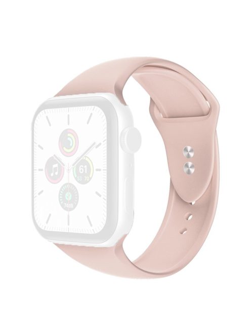 For Apple Watch Series 10 42mm / 9 8 7 41mm / 6 5 4 SE SE (2022) SE (2023) 40mm / 3 2 1 38mm Watch Band Replacement Soft Silicone Sport Strap with Double Buttons Buckle, Size S / M - Light Pink