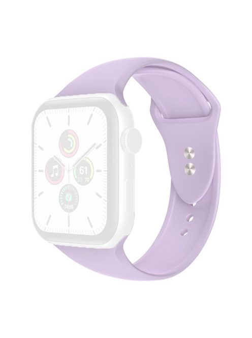 For Apple Watch Series 10 42mm / 9 8 7 41mm / 6 5 4 SE SE (2022) SE (2023) 40mm / 3 2 1 38mm Watch Band Replacement Soft Silicone Sport Strap with Double Buttons Buckle, Size S / M - Light Purple