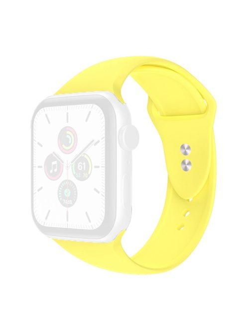 For Apple Watch Series 10 42mm / 9 8 7 41mm / 6 5 4 SE SE (2022) SE (2023) 40mm / 3 2 1 38mm Watch Band Replacement Soft Silicone Sport Strap with Double Buttons Buckle, Size S / M - Light Yellow