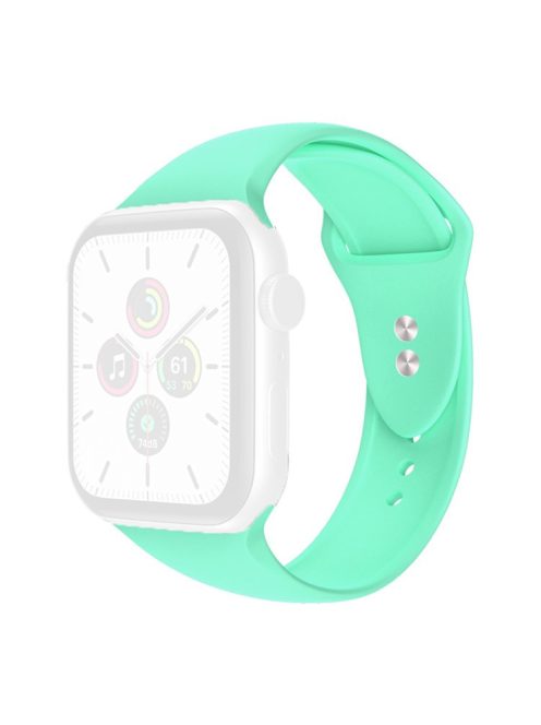 For Apple Watch Series 10 42mm / 9 8 7 41mm / 6 5 4 SE SE (2022) SE (2023) 40mm / 3 2 1 38mm Watch Band Replacement Soft Silicone Sport Strap with Double Buttons Buckle, Size S / M - Mint Green