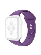 For Apple Watch Series 10 42mm / 9 8 7 41mm / 6 5 4 SE SE (2022) SE (2023) 40mm / 3 2 1 38mm Watch Band Replacement Soft Silicone Sport Strap with Double Buttons Buckle, Size S / M - Purple