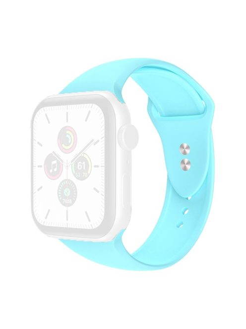 For Apple Watch Series 10 42mm / 9 8 7 41mm / 6 5 4 SE SE (2022) SE (2023) 40mm / 3 2 1 38mm Watch Band Replacement Soft Silicone Sport Strap with Double Buttons Buckle, Size S / M - Sky Blue