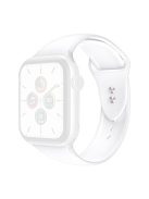 For Apple Watch Series 10 42mm / 9 8 7 41mm / 6 5 4 SE SE (2022) SE (2023) 40mm / 3 2 1 38mm Watch Band Replacement Soft Silicone Sport Strap with Double Buttons Buckle, Size S / M - White