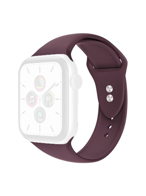 For Apple Watch Series 10 42mm / 9 8 7 41mm / 6 5 4 SE SE (2022) SE (2023) 40mm / 3 2 1 38mm Watch Band Replacement Soft Silicone Sport Strap with Double Buttons Buckle, Size S / M - Wine Red