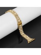 For Apple Watch Series 10 42mm / 9 8 7 41mm / 6 5 4 SE SE (2022) SE (2023) 40mm / 3 2 1 38mm Watch Strap Replacement Stainless Steel Bling Rhinestone Bracelet - Gold