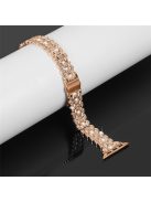 For Apple Watch Series 10 42mm / 9 8 7 41mm / 6 5 4 SE SE (2022) SE (2023) 40mm / 3 2 1 38mm Watch Strap Replacement Stainless Steel Bling Rhinestone Bracelet - Rose Gold