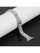 For Apple Watch Series 10 42mm / 9 8 7 41mm / 6 5 4 SE SE (2022) SE (2023) 40mm / 3 2 1 38mm Watch Strap Replacement Stainless Steel Bling Rhinestone Bracelet - Silver