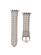 For Apple Watch Series 10 42mm / 9 8 7 41mm / 6 5 4 SE SE (2022) SE (2023) 40mm / 3 2 1 38mm Watch Strap Woven Genuine Leather Watch Band Quick Release Watchband with Buckle - Apricot / Beige