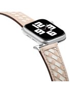 For Apple Watch Series 10 42mm / 9 8 7 41mm / 6 5 4 SE SE (2022) SE (2023) 40mm / 3 2 1 38mm Watch Strap Woven Genuine Leather Watch Band Quick Release Watchband with Buckle - Apricot / Beige