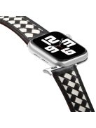 For Apple Watch Series 10 42mm / 9 8 7 41mm / 6 5 4 SE SE (2022) SE (2023) 40mm / 3 2 1 38mm Watch Strap Woven Genuine Leather Watch Band Quick Release Watchband with Buckle - Black / White