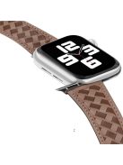 For Apple Watch Series 10 42mm / 9 8 7 41mm / 6 5 4 SE SE (2022) SE (2023) 40mm / 3 2 1 38mm Watch Strap Woven Genuine Leather Watch Band Quick Release Watchband with Buckle - Grey / Brown