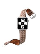 For Apple Watch Series 10 42mm / 9 8 7 41mm / 6 5 4 SE SE (2022) SE (2023) 40mm / 3 2 1 38mm Watch Strap Woven Genuine Leather Watch Band Quick Release Watchband with Buckle - Grey / Brown