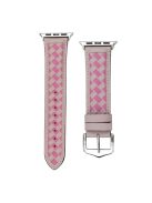 For Apple Watch Series 10 42mm / 9 8 7 41mm / 6 5 4 SE SE (2022) SE (2023) 40mm / 3 2 1 38mm Watch Strap Woven Genuine Leather Watch Band Quick Release Watchband with Buckle - Pink / Rose