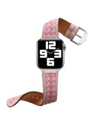 For Apple Watch Series 10 42mm / 9 8 7 41mm / 6 5 4 SE SE (2022) SE (2023) 40mm / 3 2 1 38mm Watch Strap Woven Genuine Leather Watch Band Quick Release Watchband with Buckle - Pink / Rose