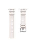 For Apple Watch Series 10 42mm / 9 8 7 41mm / 6 5 4 SE SE (2022) SE (2023) 40mm / 3 2 1 38mm Waterproof Silicone Watch Band Two Row Holes Replacement Strap - Beige