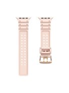 For Apple Watch Series 10 42mm / 9 8 7 41mm / 6 5 4 SE SE (2022) SE (2023) 40mm / 3 2 1 38mm Waterproof Silicone Watch Band Two Row Holes Replacement Strap - Pink