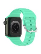 For Apple Watch Series 10 42mm / 9 8 7 41mm / 6 5 4 SE SE (2022) SE (2023) 40mm / 3 2 1 38mm Wave Grain Silicone Watch Strap Wrist Band with Square Buckle - Green