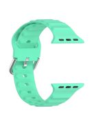 For Apple Watch Series 10 42mm / 9 8 7 41mm / 6 5 4 SE SE (2022) SE (2023) 40mm / 3 2 1 38mm Wave Grain Silicone Watch Strap Wrist Band with Square Buckle - Green