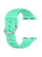 For Apple Watch Series 10 42mm / 9 8 7 41mm / 6 5 4 SE SE (2022) SE (2023) 40mm / 3 2 1 38mm Wave Grain Silicone Watch Strap Wrist Band with Square Buckle - Green