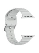 For Apple Watch Series 10 42mm / 9 8 7 41mm / 6 5 4 SE SE (2022) SE (2023) 40mm / 3 2 1 38mm Wave Grain Silicone Watch Strap Wrist Band with Square Buckle - Light Grey