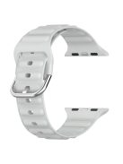 For Apple Watch Series 10 42mm / 9 8 7 41mm / 6 5 4 SE SE (2022) SE (2023) 40mm / 3 2 1 38mm Wave Grain Silicone Watch Strap Wrist Band with Square Buckle - Light Grey