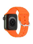 For Apple Watch Series 10 42mm / 9 8 7 41mm / 6 5 4 SE SE (2022) SE (2023) 40mm / 3 2 1 38mm Wave Grain Silicone Watch Strap Wrist Band with Square Buckle - Orange