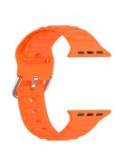 For Apple Watch Series 10 42mm / 9 8 7 41mm / 6 5 4 SE SE (2022) SE (2023) 40mm / 3 2 1 38mm Wave Grain Silicone Watch Strap Wrist Band with Square Buckle - Orange