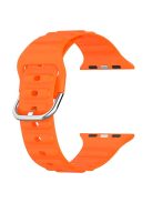 For Apple Watch Series 10 42mm / 9 8 7 41mm / 6 5 4 SE SE (2022) SE (2023) 40mm / 3 2 1 38mm Wave Grain Silicone Watch Strap Wrist Band with Square Buckle - Orange