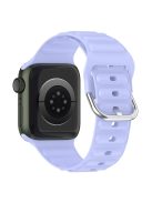 For Apple Watch Series 10 42mm / 9 8 7 41mm / 6 5 4 SE SE (2022) SE (2023) 40mm / 3 2 1 38mm Wave Grain Silicone Watch Strap Wrist Band with Square Buckle - Purple