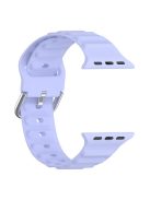 For Apple Watch Series 10 42mm / 9 8 7 41mm / 6 5 4 SE SE (2022) SE (2023) 40mm / 3 2 1 38mm Wave Grain Silicone Watch Strap Wrist Band with Square Buckle - Purple