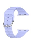 For Apple Watch Series 10 42mm / 9 8 7 41mm / 6 5 4 SE SE (2022) SE (2023) 40mm / 3 2 1 38mm Wave Grain Silicone Watch Strap Wrist Band with Square Buckle - Purple