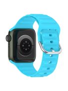 For Apple Watch Series 10 42mm / 9 8 7 41mm / 6 5 4 SE SE (2022) SE (2023) 40mm / 3 2 1 38mm Wave Grain Silicone Watch Strap Wrist Band with Square Buckle - Sky Blue