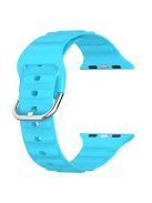 For Apple Watch Series 10 42mm / 9 8 7 41mm / 6 5 4 SE SE (2022) SE (2023) 40mm / 3 2 1 38mm Wave Grain Silicone Watch Strap Wrist Band with Square Buckle - Sky Blue