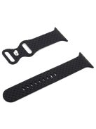 For Apple Watch Series 10 42mm / 9 8 7 41mm / 6 5 4 SE SE (2022) SE (2023) 40mm / 3 2 1 38mm Woven Texture Adjustable Wristband Silicone Smart Watch Strap - Black