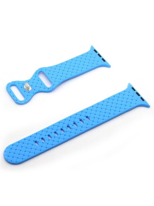 For Apple Watch Series 10 42mm / 9 8 7 41mm / 6 5 4 SE SE (2022) SE (2023) 40mm / 3 2 1 38mm Woven Texture Adjustable Wristband Silicone Smart Watch Strap - Blue