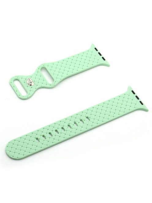 For Apple Watch Series 10 42mm / 9 8 7 41mm / 6 5 4 SE SE (2022) SE (2023) 40mm / 3 2 1 38mm Woven Texture Adjustable Wristband Silicone Smart Watch Strap - Green