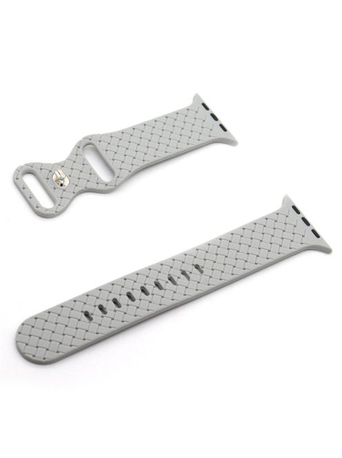 For Apple Watch Series 10 42mm / 9 8 7 41mm / 6 5 4 SE SE (2022) SE (2023) 40mm / 3 2 1 38mm Woven Texture Adjustable Wristband Silicone Smart Watch Strap - Grey