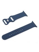 For Apple Watch Series 10 42mm / 9 8 7 41mm / 6 5 4 SE SE (2022) SE (2023) 40mm / 3 2 1 38mm Woven Texture Adjustable Wristband Silicone Smart Watch Strap - Midnight Blue