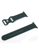 For Apple Watch Series 10 42mm / 9 8 7 41mm / 6 5 4 SE SE (2022) SE (2023) 40mm / 3 2 1 38mm Woven Texture Adjustable Wristband Silicone Smart Watch Strap - Midnight Green