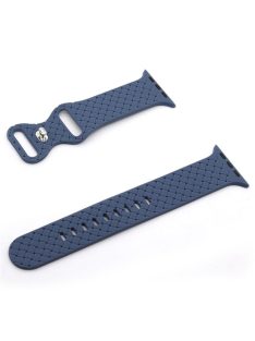   For Apple Watch Series 10 42mm / 9 8 7 41mm / 6 5 4 SE SE (2022) SE (2023) 40mm / 3 2 1 38mm Woven Texture Adjustable Wristband Silicone Smart Watch Strap - Navy Blue