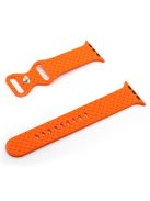 For Apple Watch Series 10 42mm / 9 8 7 41mm / 6 5 4 SE SE (2022) SE (2023) 40mm / 3 2 1 38mm Woven Texture Adjustable Wristband Silicone Smart Watch Strap - Orange