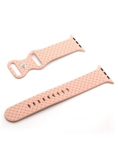   For Apple Watch Series 10 42mm / 9 8 7 41mm / 6 5 4 SE SE (2022) SE (2023) 40mm / 3 2 1 38mm Woven Texture Adjustable Wristband Silicone Smart Watch Strap - Pink