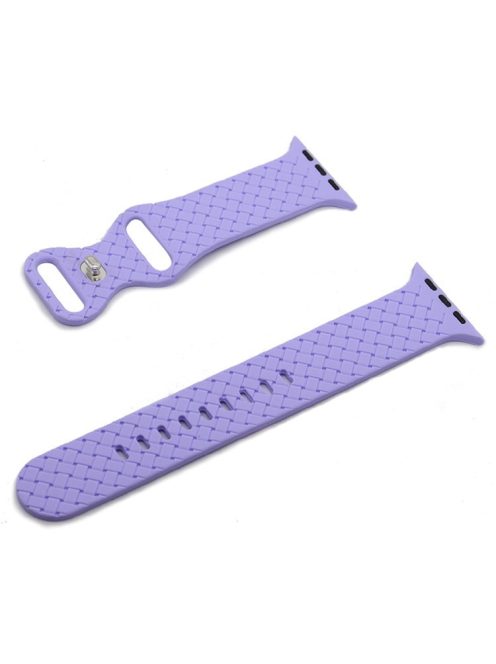 For Apple Watch Series 10 42mm / 9 8 7 41mm / 6 5 4 SE SE (2022) SE (2023) 40mm / 3 2 1 38mm Woven Texture Adjustable Wristband Silicone Smart Watch Strap - Purple