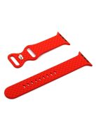 For Apple Watch Series 10 42mm / 9 8 7 41mm / 6 5 4 SE SE (2022) SE (2023) 40mm / 3 2 1 38mm Woven Texture Adjustable Wristband Silicone Smart Watch Strap - Red