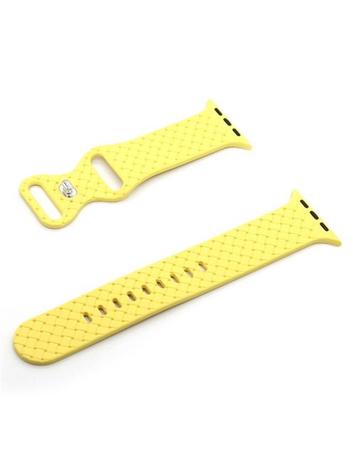 For Apple Watch Series 10 42mm / 9 8 7 41mm / 6 5 4 SE SE (2022) SE (2023) 40mm / 3 2 1 38mm Woven Texture Adjustable Wristband Silicone Smart Watch Strap - Yellow