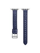 For Apple Watch Series 10 42mm / 9 8 7 41mm / 6 5 4 SE SE (2022) SE (2023) 40mm / 3 2 1 38mm Woven Texture Genuine Leather Watch Strap Replacement Wrist Band - Blue