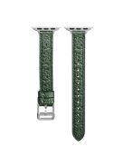 For Apple Watch Series 10 42mm / 9 8 7 41mm / 6 5 4 SE SE (2022) SE (2023) 40mm / 3 2 1 38mm Woven Texture Genuine Leather Watch Strap Replacement Wrist Band - Green