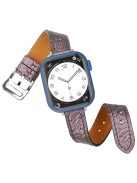 For Apple Watch Series 10 42mm / 9 8 7 41mm / 6 5 4 SE SE (2022) SE (2023) 40mm / 3 2 1 38mm Woven Texture Genuine Leather Watch Strap Replacement Wrist Band - Purple