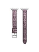 For Apple Watch Series 10 42mm / 9 8 7 41mm / 6 5 4 SE SE (2022) SE (2023) 40mm / 3 2 1 38mm Woven Texture Genuine Leather Watch Strap Replacement Wrist Band - Purple